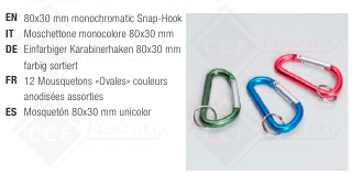 CAIXA C/12 PORTACHAVES MOSQUETÕES OVAIS 80x30mm CORES SORTIDAS-AVK7100