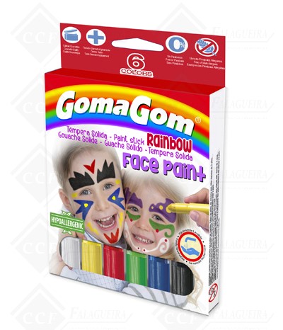11981- GOUACHE SÓLIDO RAINBOW FACE PAINT STD- 6 CORES